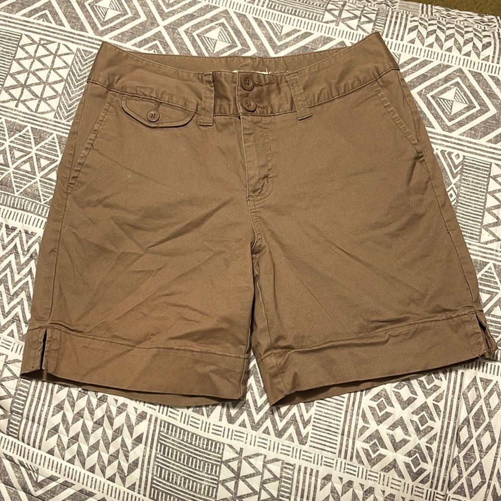 St John's Bay Women's Brown Casual Long Bermuda Shorts Size 4